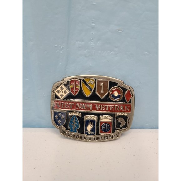 Vietnam War Veteran Usmc Usaf Navy Army Air Force Marine NOS Vintage Belt Buckle - Picture 2 of 4